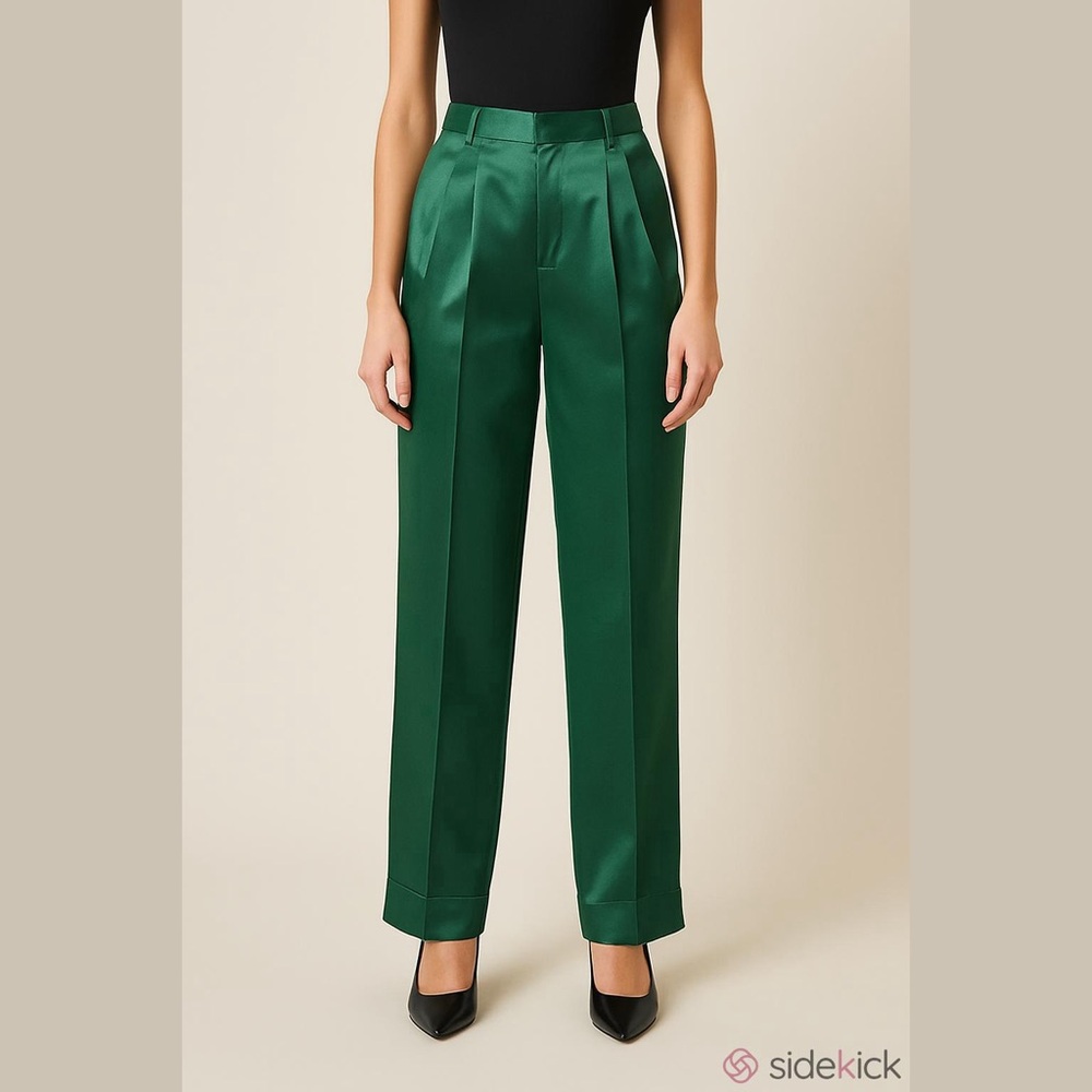 Jason Wu Green Dress Pants with Satin Sheen